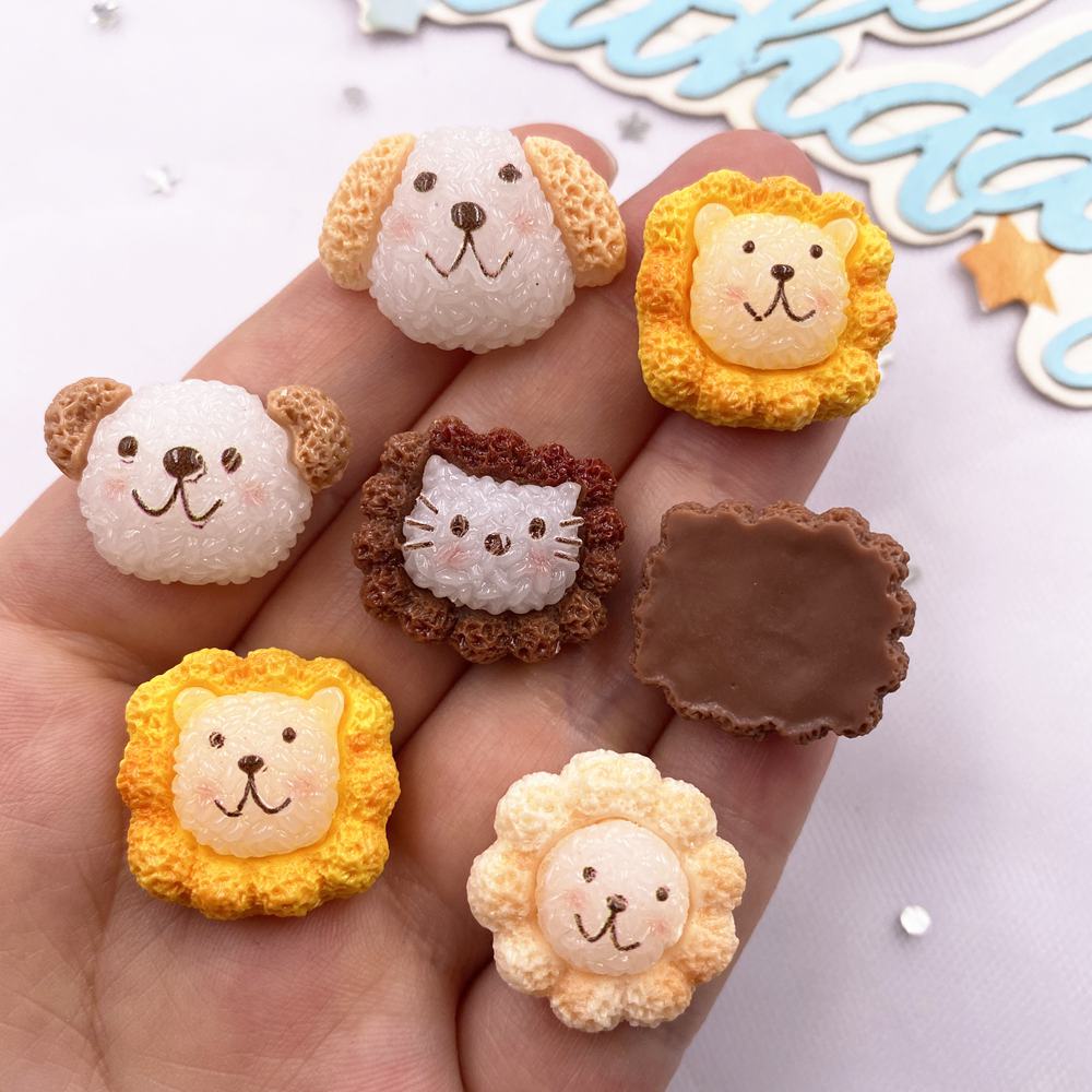 10pcs Mixed Resin Kawaii Colorful Dog Cat Head Figurines Flat back Cabochon Stone DIY Scrapbook Decor Jewelry Crafts Accessories