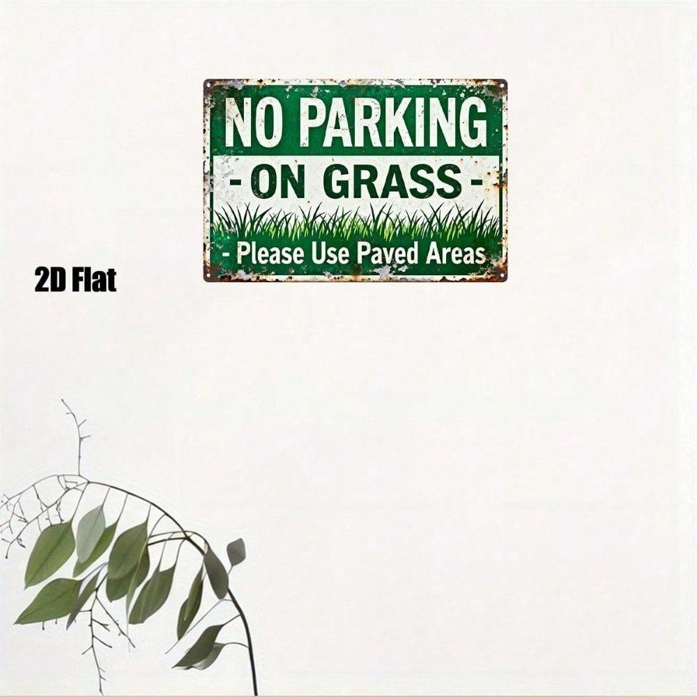 1PC Vintage Metal Sign No Parking on The Lawn, 8x12in 2D Rustic Wall Art, Durable Iron Hanging Decor for Home, Garage