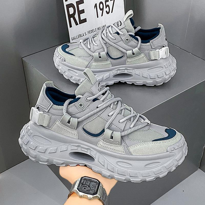 2025 Spring Men's Mesh Thick-soled Heightening Dad Shoes Fashionable Breathable Sports Shoes Trendy Casual Men's Shoes