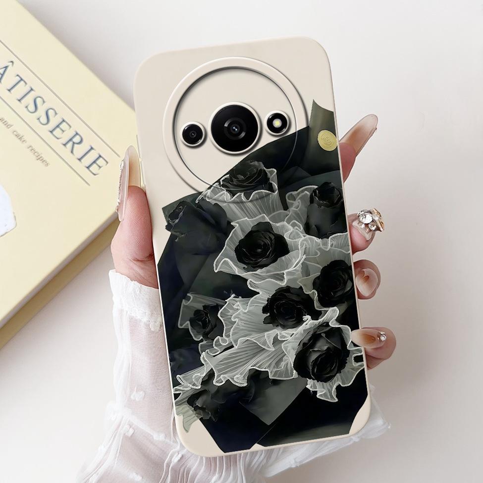 For Redmi A3 4G Phone Case For Xiaomi Poco C61 Cover Silicone Luxury Fashion Flowers Kawaii Cute Cat Painted Shockproof Bumper