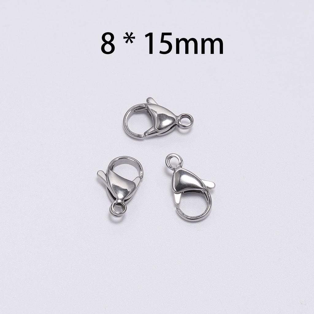 30pcs/lot 9 10 11 12 13 15mm Stainless Steel Lobster Clasp Hooks For DIY Necklace Bracelet Chain Fashion Jewelry Making Findings
