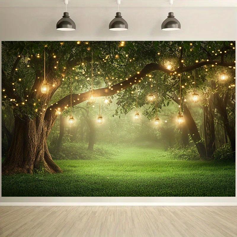 1 Magic Forest Party Background Cloth - Durable polyester material, suitable for weddings and birthdays