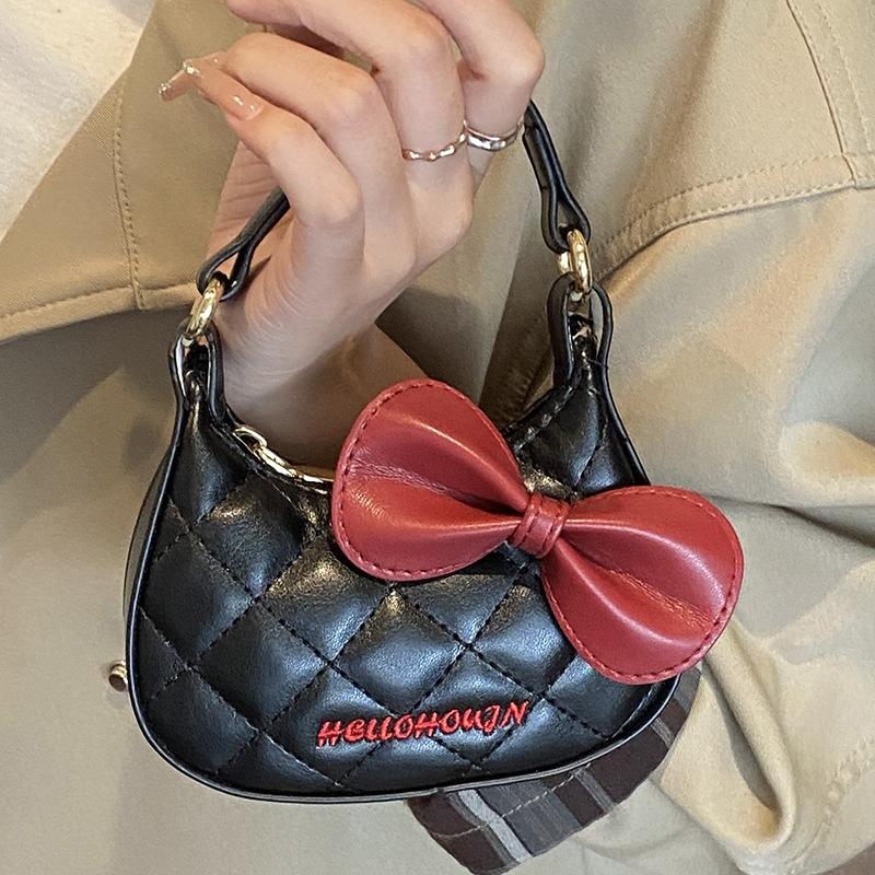 Mini Schleifen-Umhängetasche, Modisch, Schlicht und Stilvoll, Lässige rautenförmige Einzelschultertasche