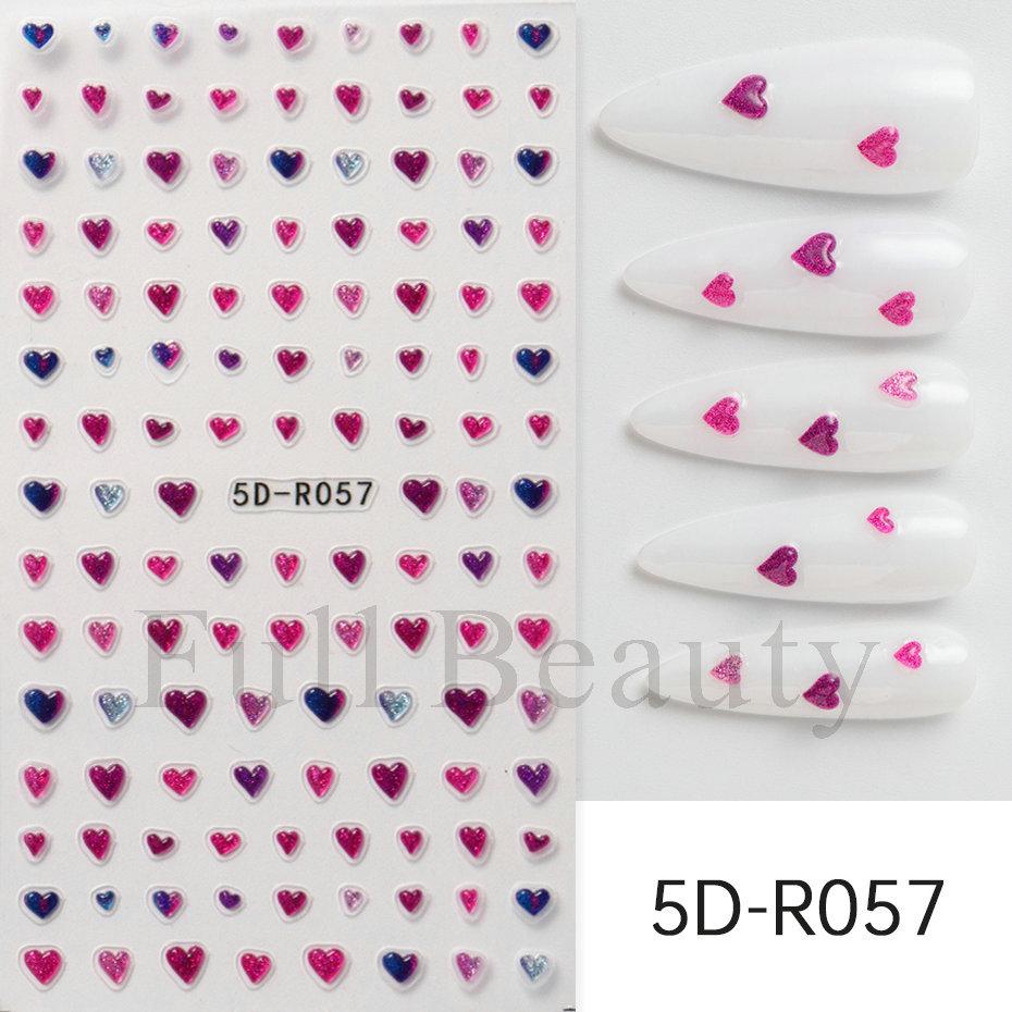 Nail Art Stickers Romantic Valentine's Day Mini Colorful Heart Embossed Three-dimensional Adhesive Nail Stickers