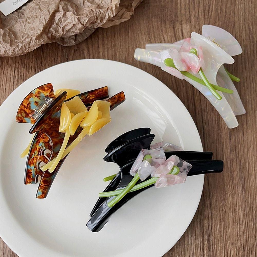 

Заколка для волос Заколка для акулы Заколка Калла Лотос Цветок Коготь для волос Тюльпан Уксусная кислота Двусторонняя