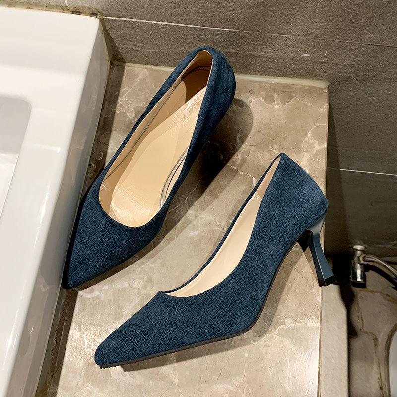 Size 35-43, large size women's shoes 41 stiletto single shoes women's pointed black professional work shoes Korean version of versatile high heels