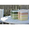 Sanko Plastic Rio Pack Bento Box/Picnic Case, 3 Tiers with 3 Side Plates, Earth Beige, Approx. 8.2" W X 7.7" D X 7.7" H