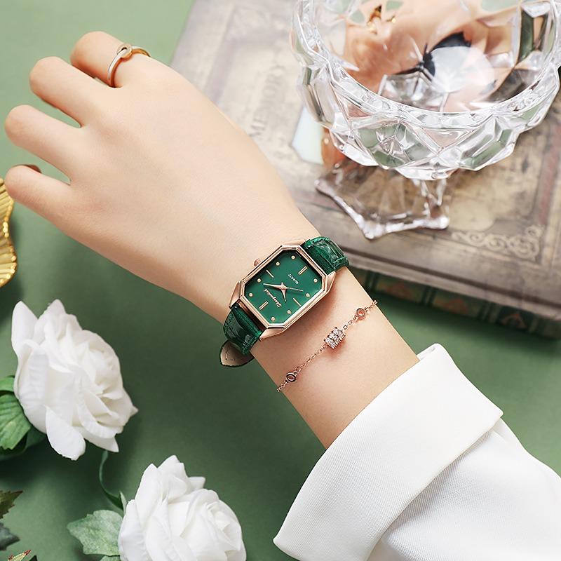 Year Magnificent Small Green Watch Ladies Watch Quartz Watch Square Women's Watch
