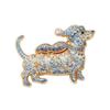 Enamel Rhinestone Brooch Dog Christmas Crystal Pins Fashion Xmas Jewelry  Party