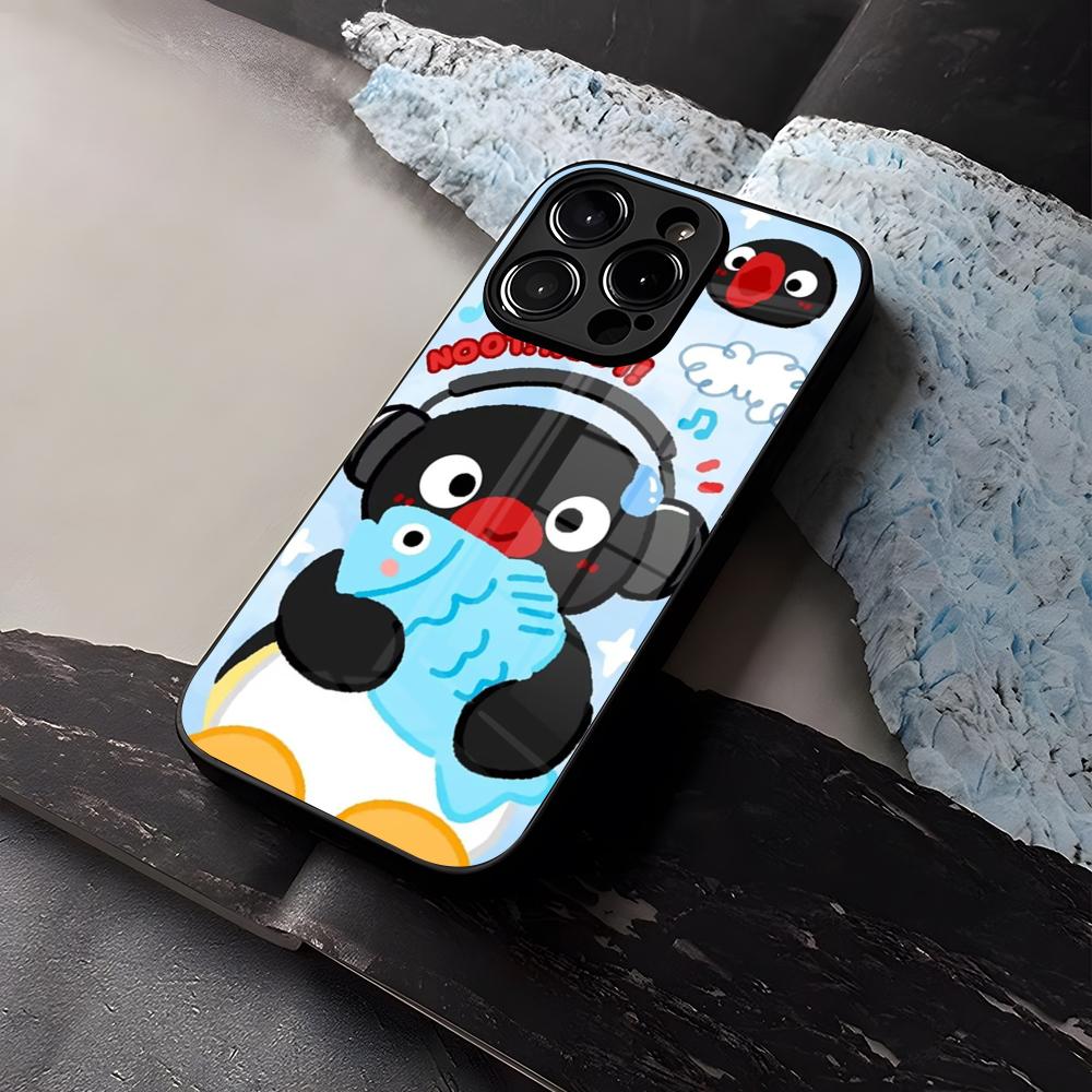 

Funny P-Pingu Cartoon Phone Case Tempered Glass For IPhone 16 13 14 12 15 11 Pro Max Plus Mini X XR SE2020 Coque iPhone 13
