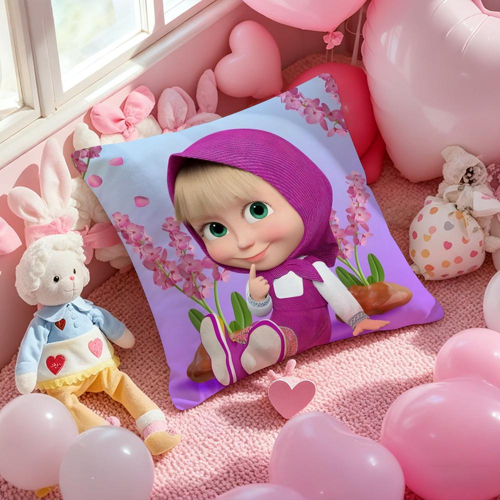 Cartoon M-Masha und die B-Bären Kissenbezug Muster Gedruckter Kissenbezug für Wohnzimmer Sofa Kissenbezug & Schlafzimmer Dekoration