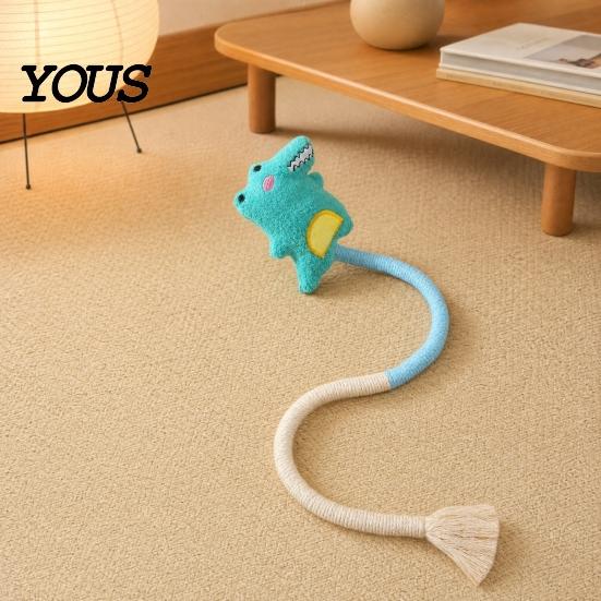 Silent Cat Play Toy Cotton Rope Toy, Plush Cloud Carrot Cheese Chew Stuffed Crocodile for Indoor Cats Teething Relief, Interactive Woven