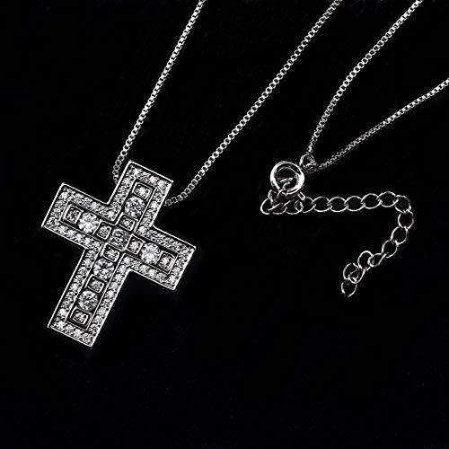 Lucliss Cross Necklace, Made in Japan, with Zirconia, Double 18K Gold Plated, [Silver], Men's and Women's, 18K Gold GP Cross Necklace