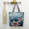 Large capacity tote bag gold silk embroidery canvas bag source creative pattern single-sided embroidery women's shoulder bag