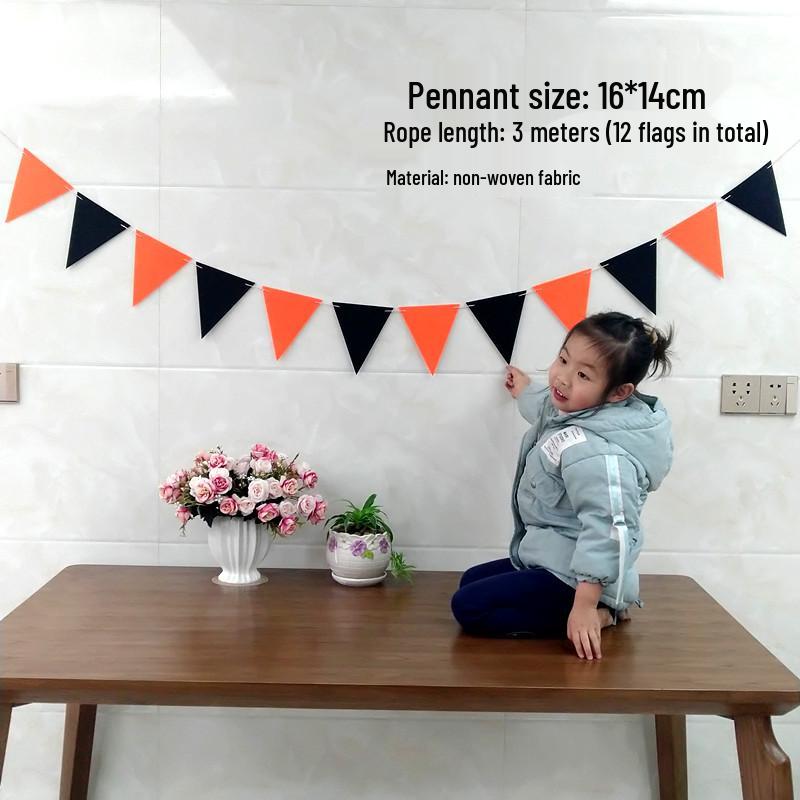 Outdoor Kindergarten Festival Flag Decoration - Non-woven Fabric Pull Flower Pennant