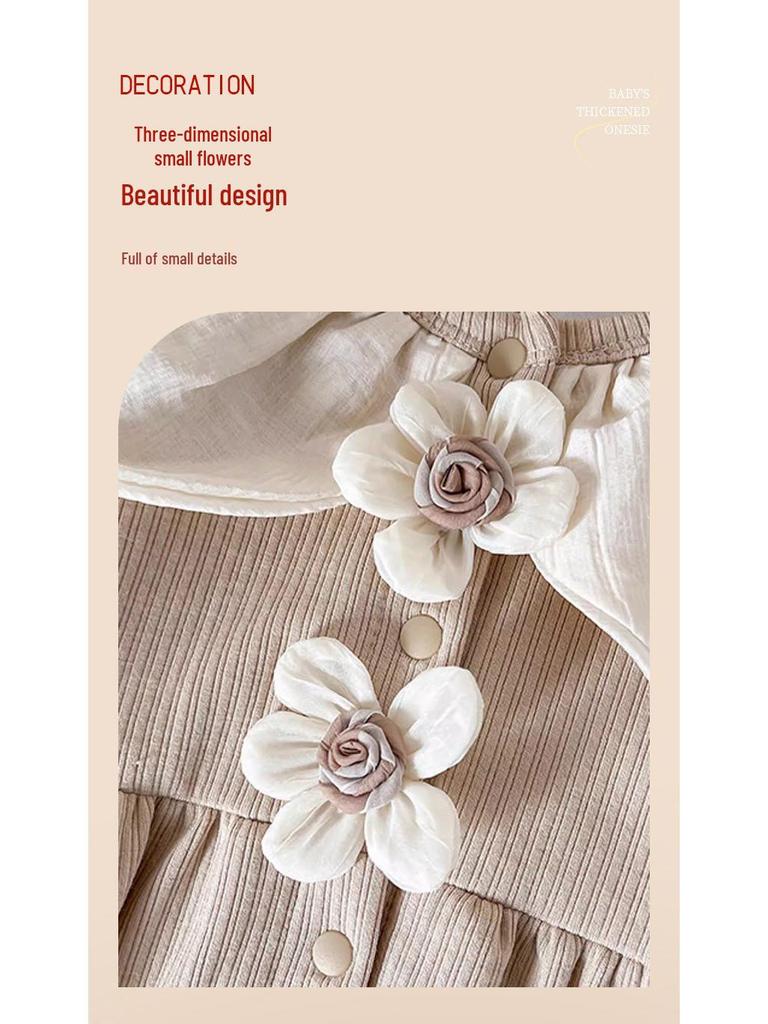 Camellia Spring Newborn Girl Coverall Long Sleeve Bodysuit