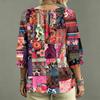 Women's Casual V-Neck Printed Tie Ruffle Blouse for Everyday Wear