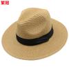 Women Wide Brim Straw Panama Roll Up Hat Fedora Beach Sun Caps UPF50+ Beach Outdoor Hat with ribbon