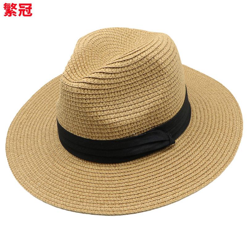 Women Wide Brim Straw Panama Roll Up Hat Fedora Beach Sun Caps UPF50+ Beach Outdoor Hat with ribbon