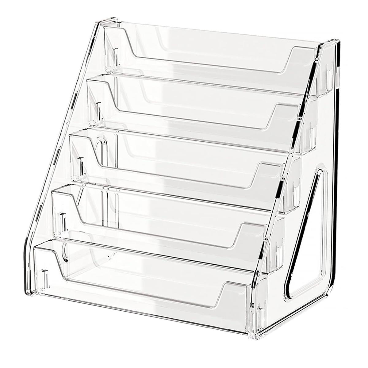 

5-Tier Clear Acrylic Card Display Stand Desktop Holder for Graded Sports Cards Football Baseball Basketball Postcards Stickers прозрачный
