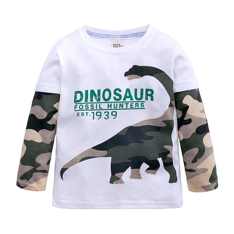 Children s Dinosaur Long Sleeve T-shirt - Boys  Spring/Autumn Style 5 белый
