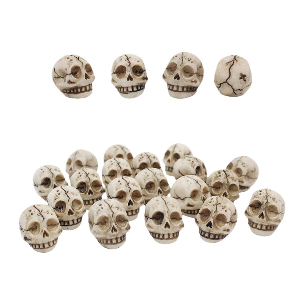 20Pcs Mini Skull Halloween Figurines Mini Skull Heads Collectable Halloween Gothic Skull Sculptures Halloween Home Decor