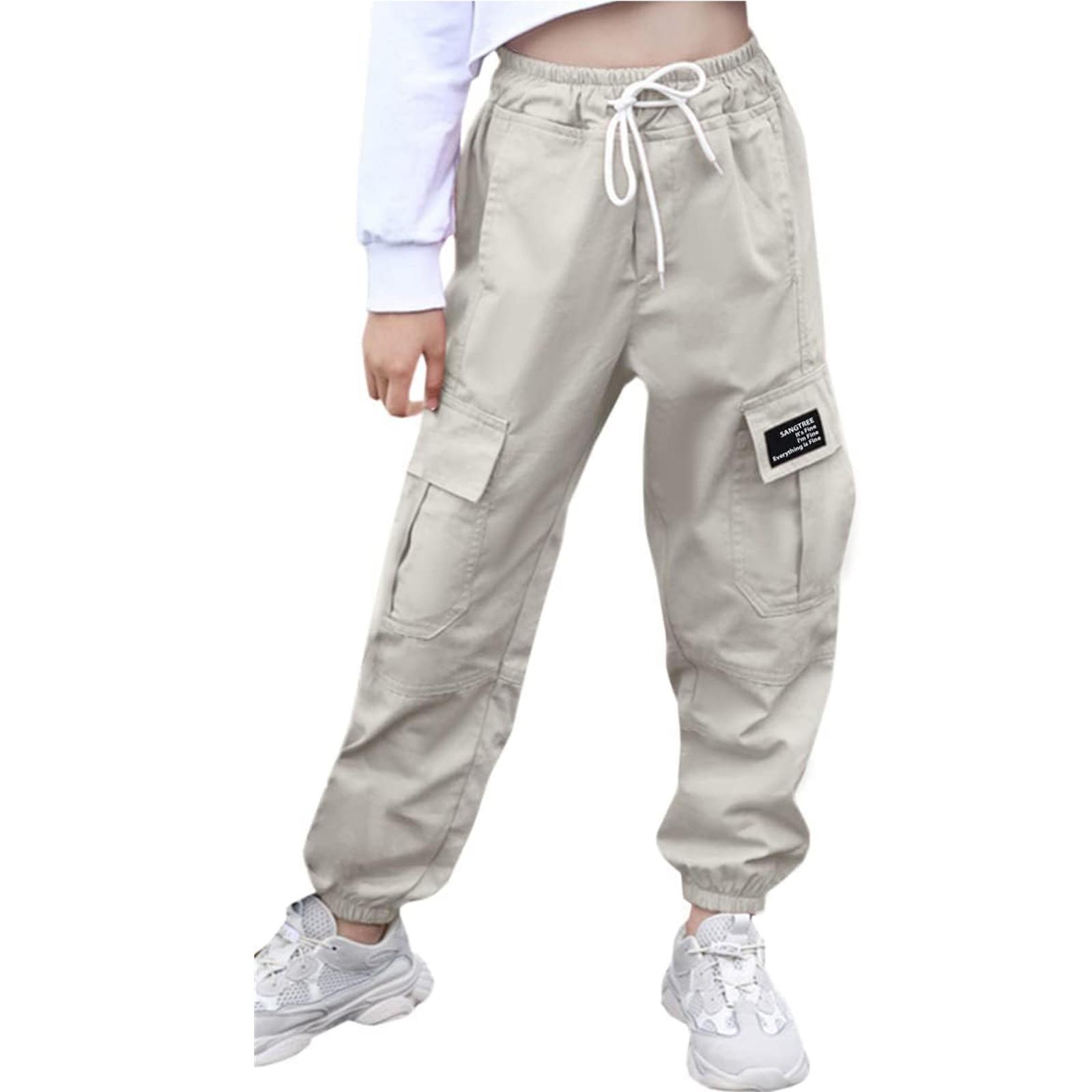 

Kids Girl Large-Sized Straight Tube Loose Thin Casual Summer Wide Leg Pants 150 бежевий