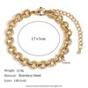 18K Gold-Plated Stainless Steel Paperclip and Rope Chain Bracelet for Women