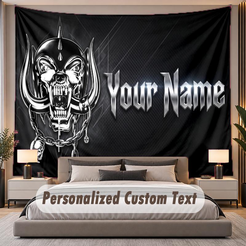 Custom Name Text Tapestry Motorhead Personalized Polyester Wall Tapestry For Bedroom And Room