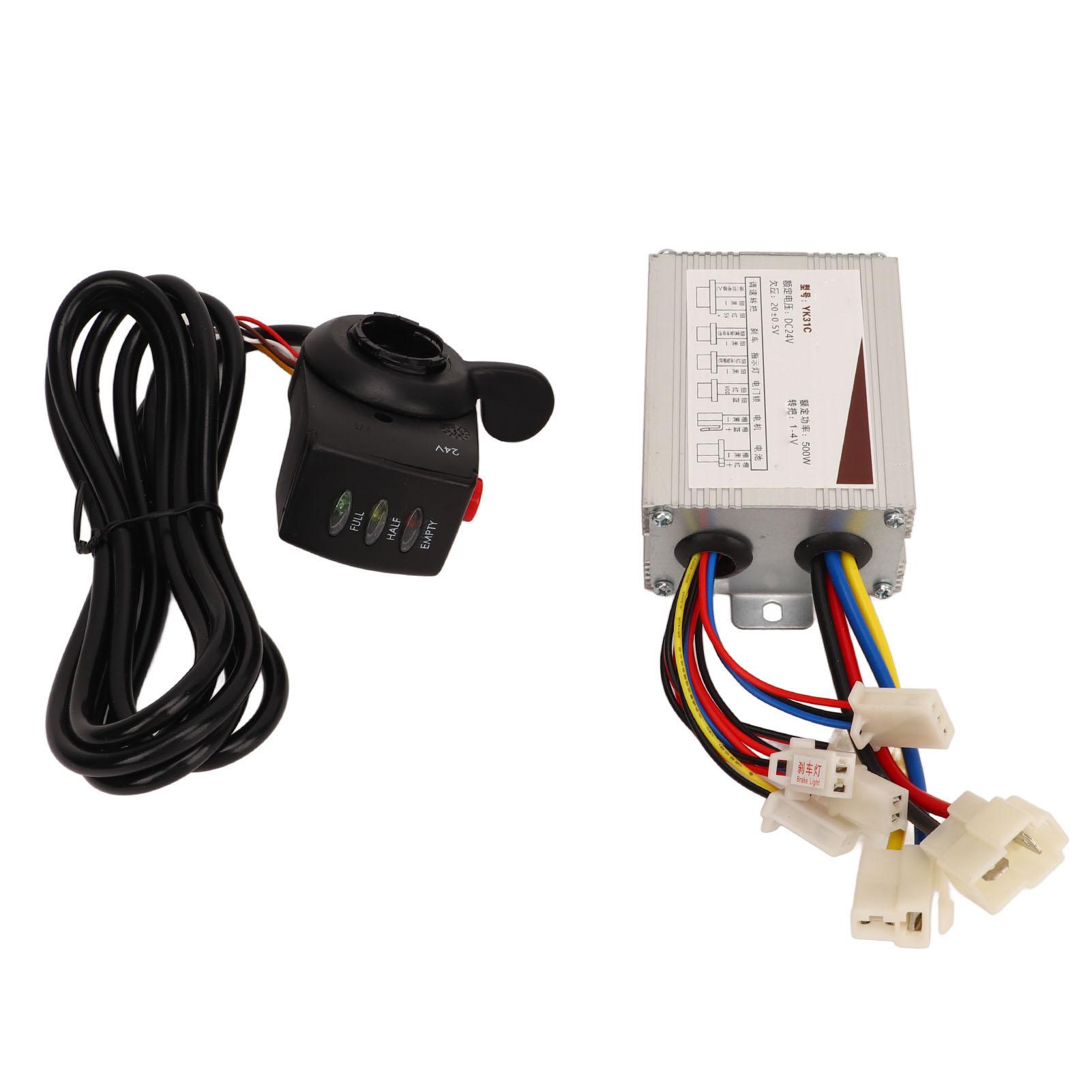 

Bike Controller Throttle Kit 24V 500W Speed Controller Battery Indicator Thumb Throttle Grip Bike