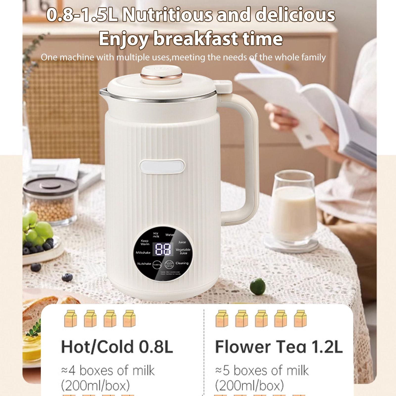 KONNWEI Sojamelkmaker 8 in 1 Programmeerbare Blender met Digitaal Display 12 Roestvrijstalen Messen Automatische Reiniging 8U Warmhouden US Version wit