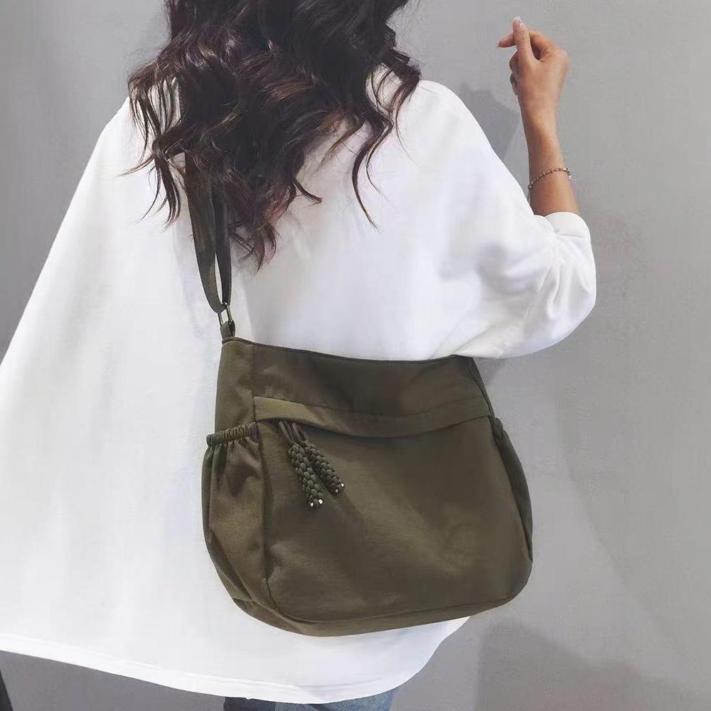 Casual Nylon Fabric Hobos Crossbody Bags Zipper Women's Bags Fashion Large Capacity Solid Color Versatile Shoulder Totes Handbag