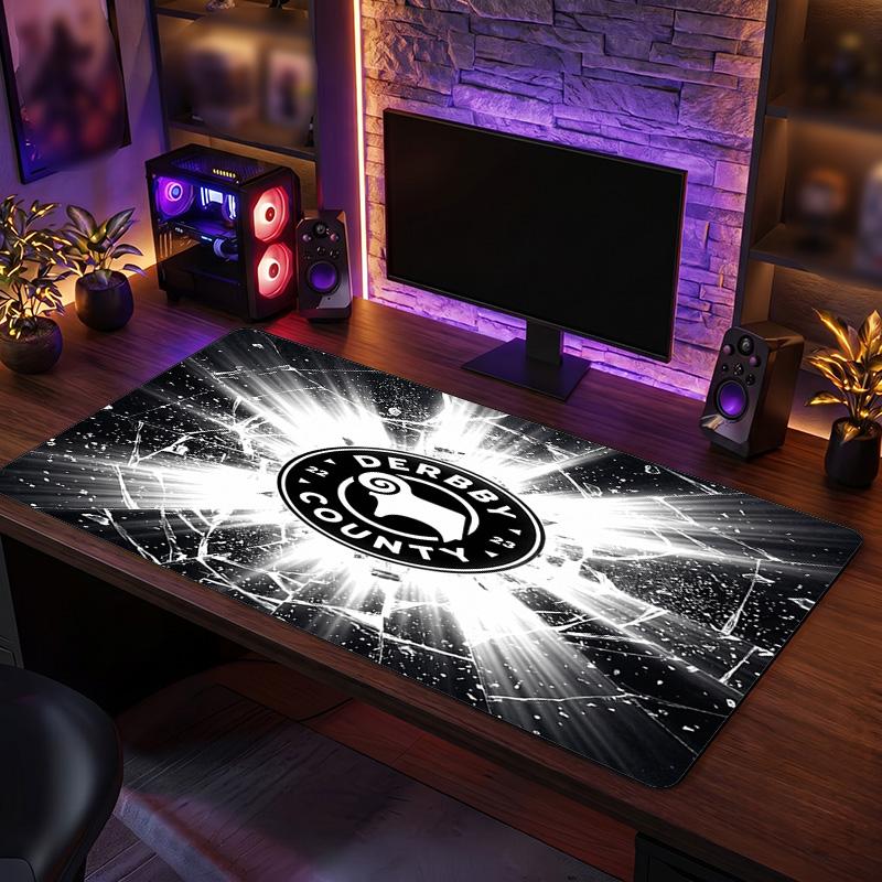 Derby County Fußball Druck Großes Mauspadd, Anti-Rutsch Erweitertes Gaming Schreibtischmatte für Büro Zuhause