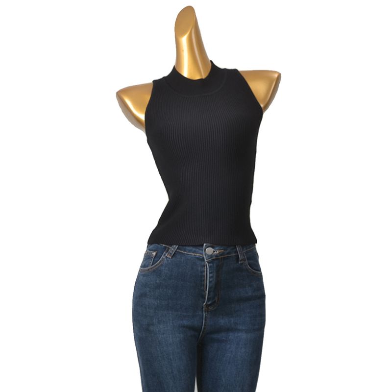 Accessible Luxury Half Turtleneck Bottoming Vest Fashion Wind Sexy Inner Match Sleeveless Knitwear Foreign Trade Original Order Tops