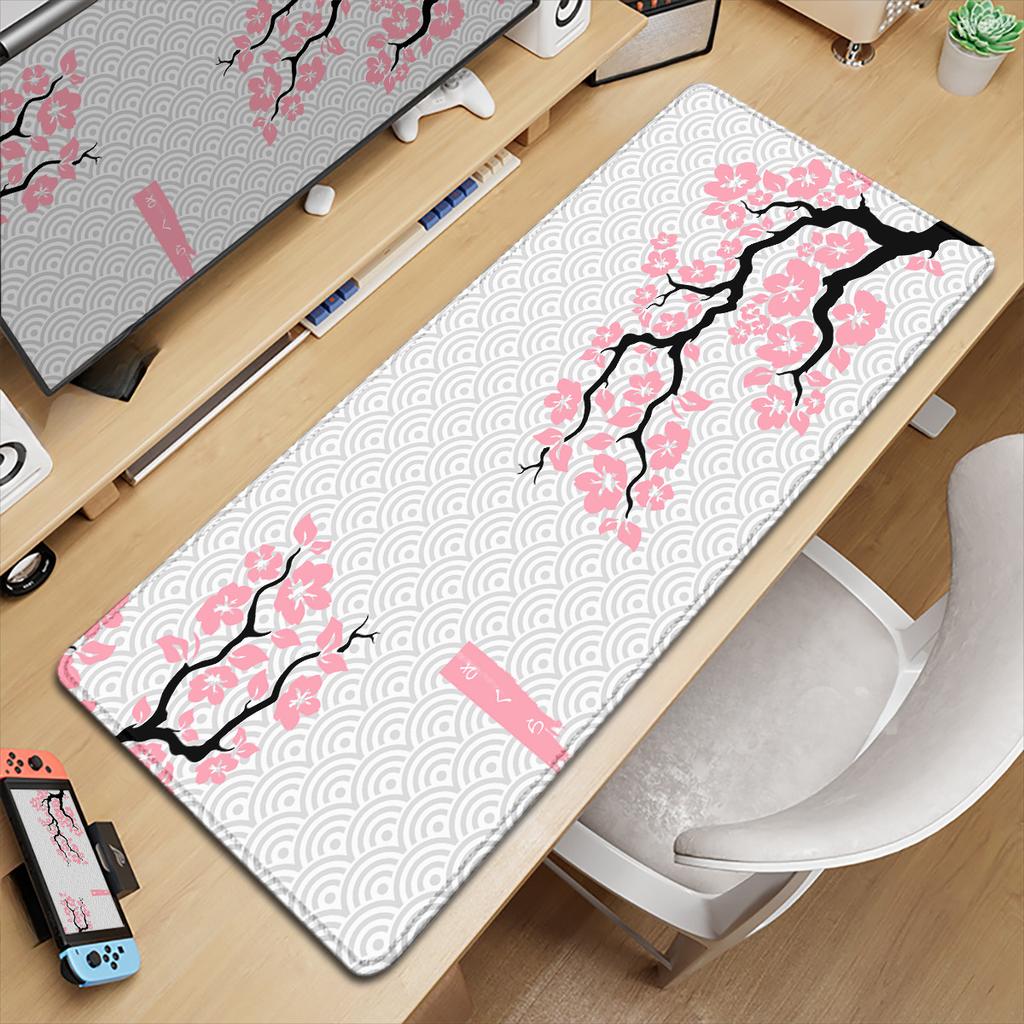 1pc Hd Print Sakura Mouse Pad Xxl Gaming Keyboard Deskmat NonSlip Office Carpet Laptop Kawaii Japanese Cherry Blossom Mousepad