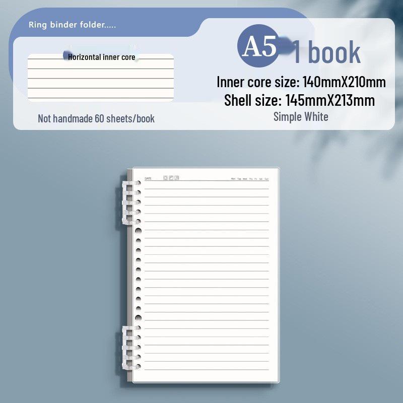 

Transparent Loose-Leaf Notebook: High School Edition, B5 Size, Detachable A5, Square Grid, Hand-Friendly Design