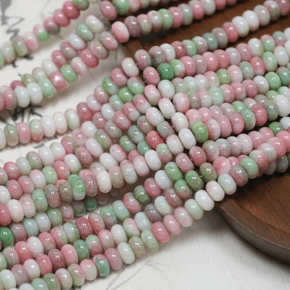 

50pcs/Lot Opaque Material Glass Loose Spacer Beads Opaque Glass Beads Bracelet Findings Style H