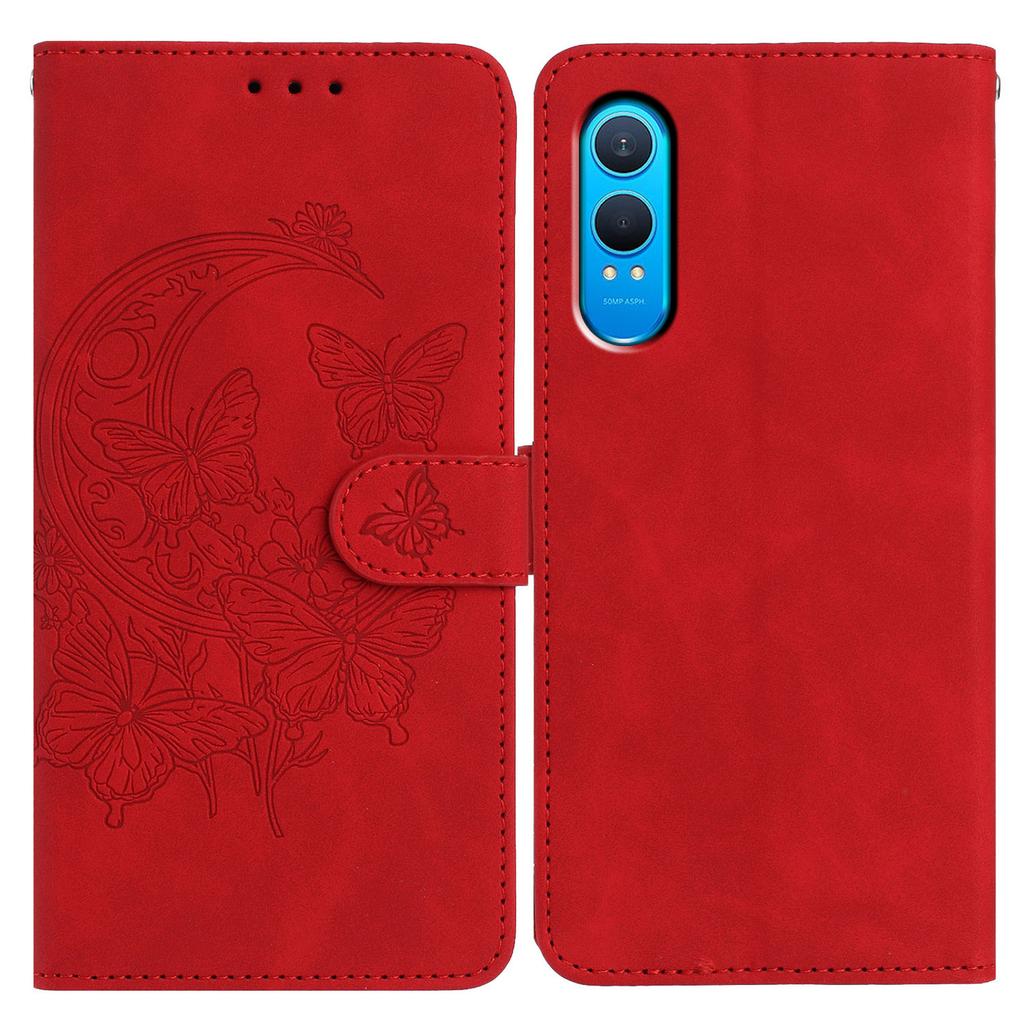 For OnePlus Nord CE4 Lite 5G Case Butterfly Flower Imprinted PU Leather Wallet Stand Phone Cover