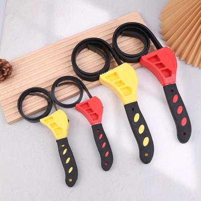 1Pcs 6/8Inch Belt Wrench Oil Filter Puller Strap Spanner Chain Wrench Strap Opener, Adjustable Disassembly Tool