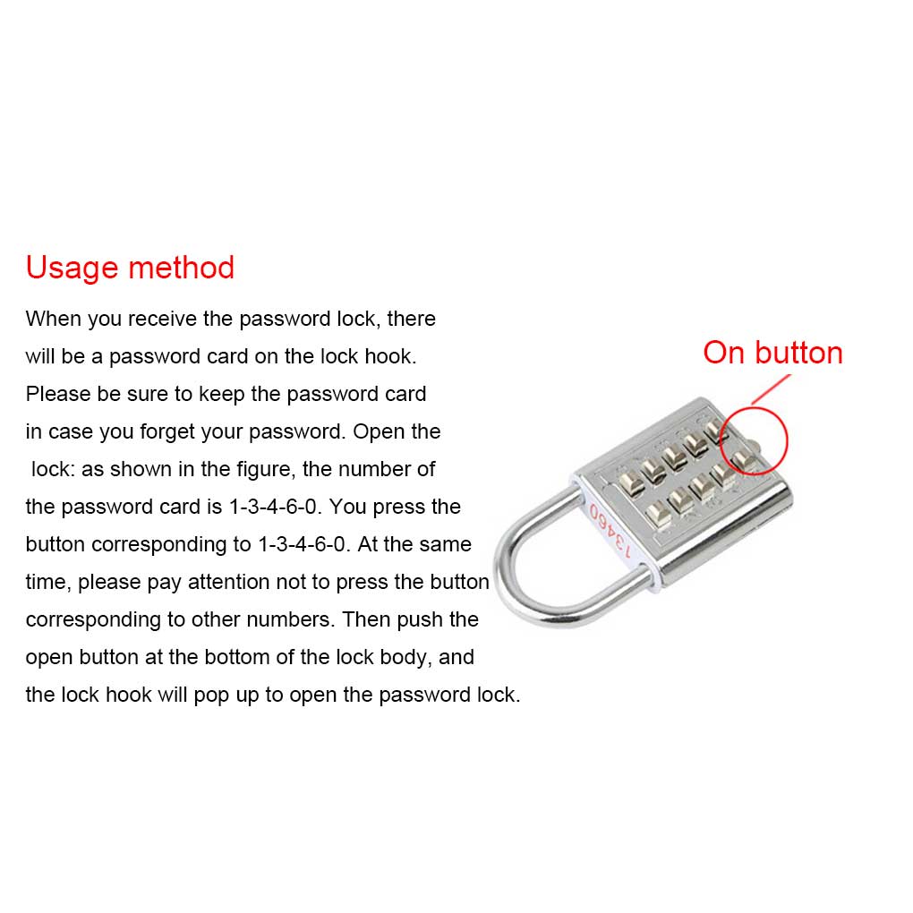 Cadenas à combinaison Bouton en alliage de zinc Mot de passe Verrouillage à 5 chiffres Cadenas de voyage Mécanisme de sécurité pour sac à dos Numérique externe