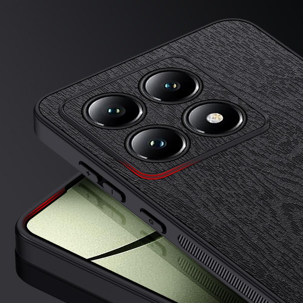 For Xiaomi 14T Pro Case Wood Texture PU Leather Coated PC+TPU Phone Cover
