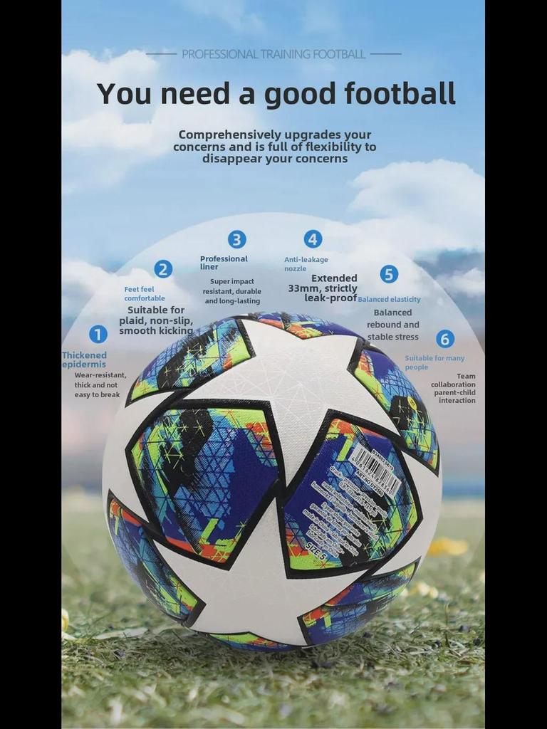 Champions League Nein. 5 Fußballbälle für Erwachsene, Jugendliche und Kinder – Ideal für Training, Wettkämpfe und Outdoor-Sport