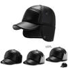Men's Casual Faux Leather Winter Hat With Ear Protection For Cold Weather Comfort