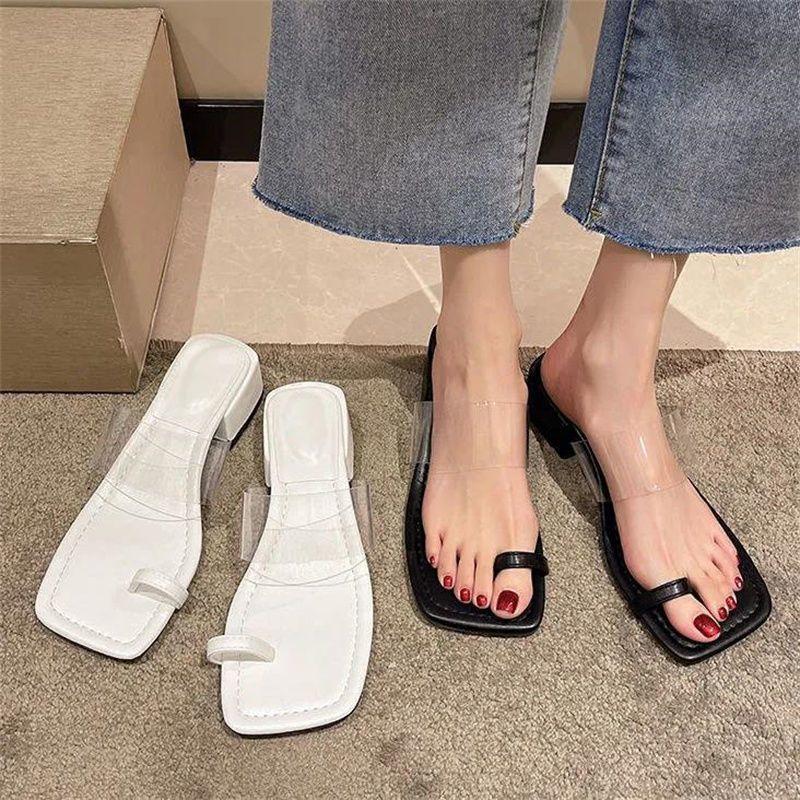 Open-toed Slippers Women's Summer Sandals Wear Internet Celebrity Fashion High Heels 2025 New Thick Heel Cover Toe Cool Slippers Women's Summer