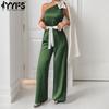 Women's Fashion Casual Summer Spring Colour Block Print Sleeveless Oblique Collar High Waist Trousers Jumpsuits & Rompers