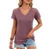 2026 Spring/Summer New Solid Color V-Neck Loose Lace Short-Sleeve T-Shirt for Women