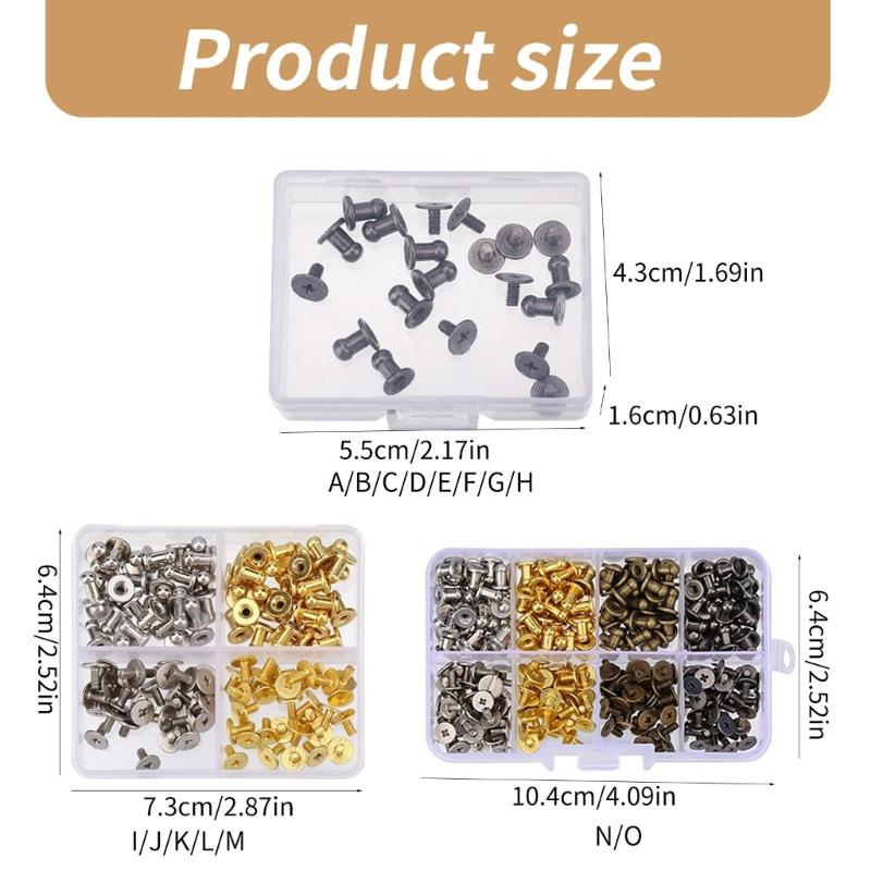 Round Head Button Studs , 4MM 7MM 8MM Metal Screws Spikes and Studs, Leather Rivets Screws Button Rivets for Leather