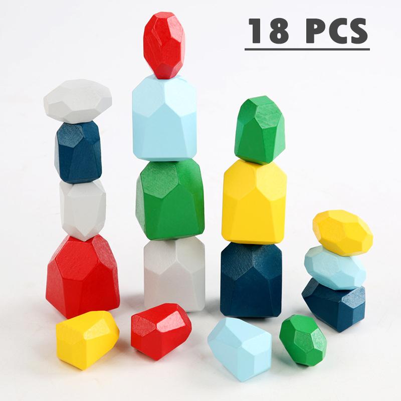 Children Wooden Gem Stone Balanc Building Blocks Educational Toys Creative Nordic Style Stacking Game Rainbow Wooden Toys Gift