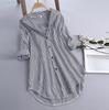 Women's Striped Shirt with Long Sleeves and Turn Down Collar with Buttons  Loose Top Shirt Blouse