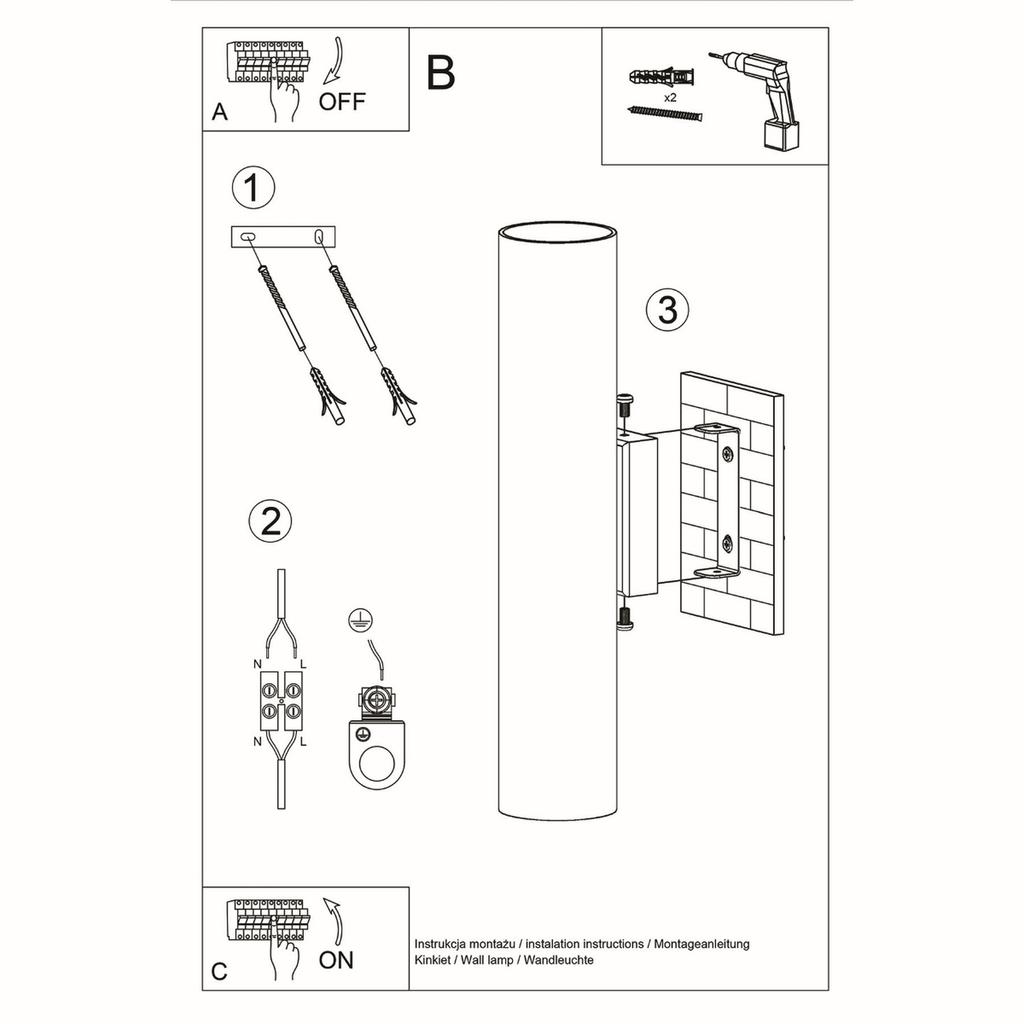 Lagos 2 white wall lamp